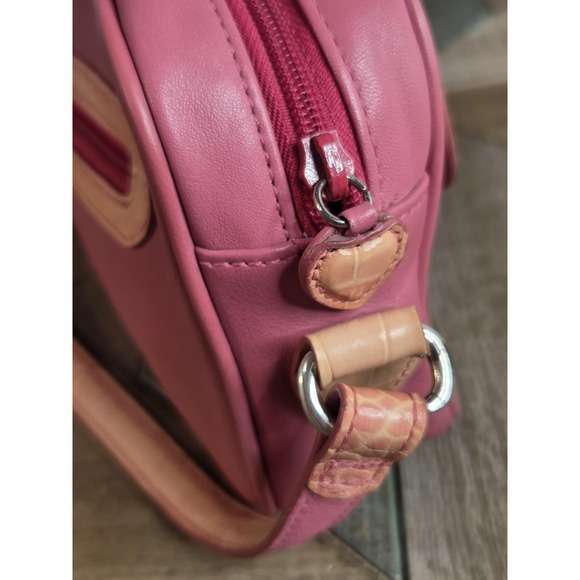Brighton PINK Baguette Croc Embossed Buckle Sample Restored Y2K Leather Crossbod - Picture 3 of 9